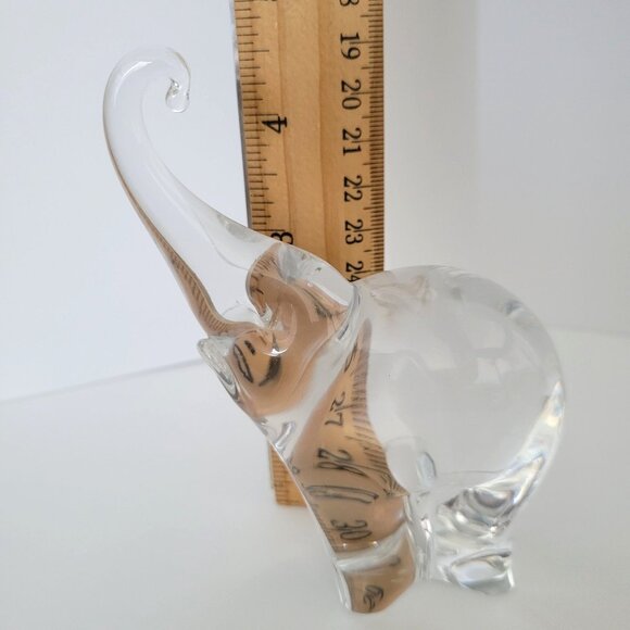 Maleras Sweden Crystal Elephant Paperweight Trunk Up Figurine Clear 4.5 - Picture 6 of 6